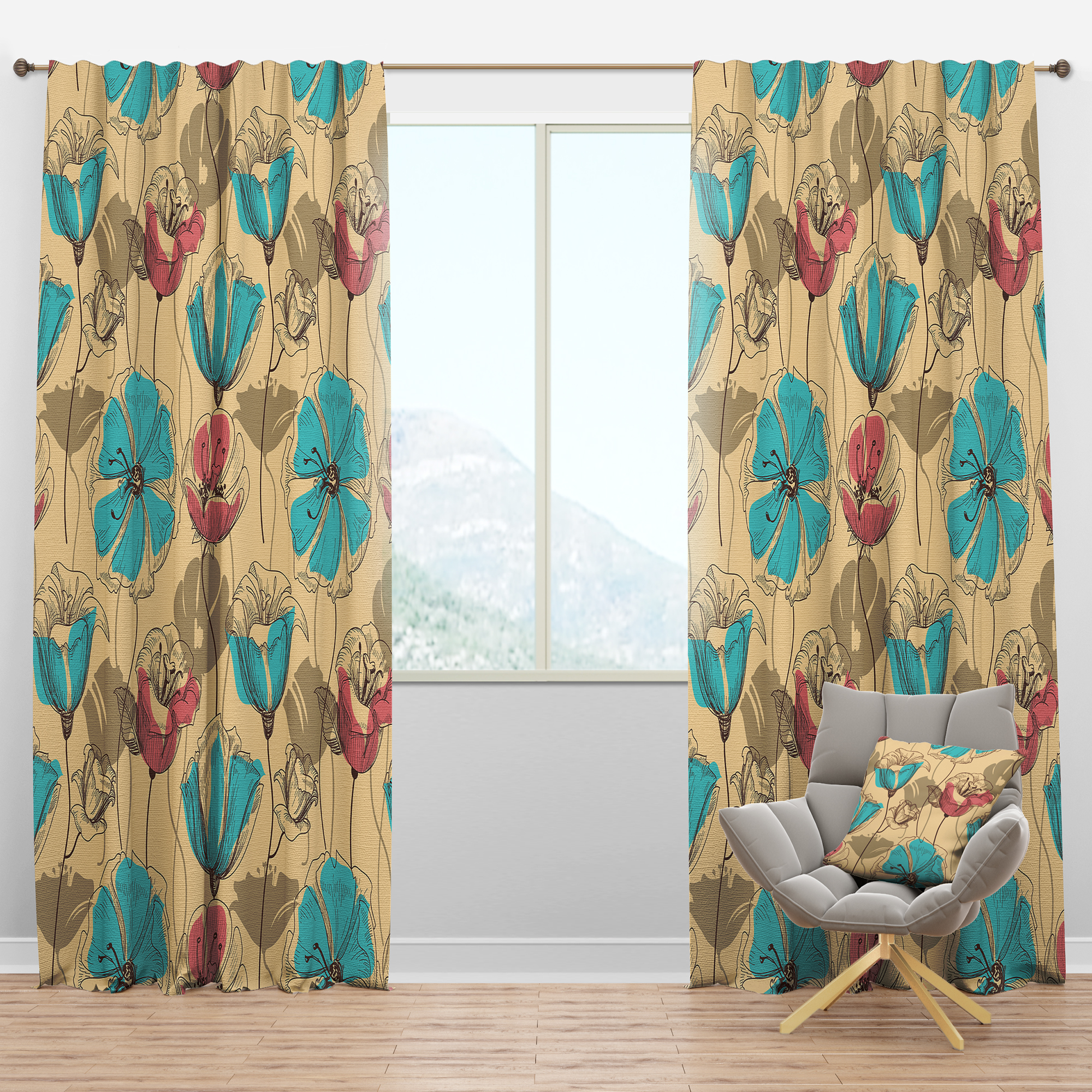 Designart 'Blossom Pink XXVII' Floral Blackout Curtain Panel