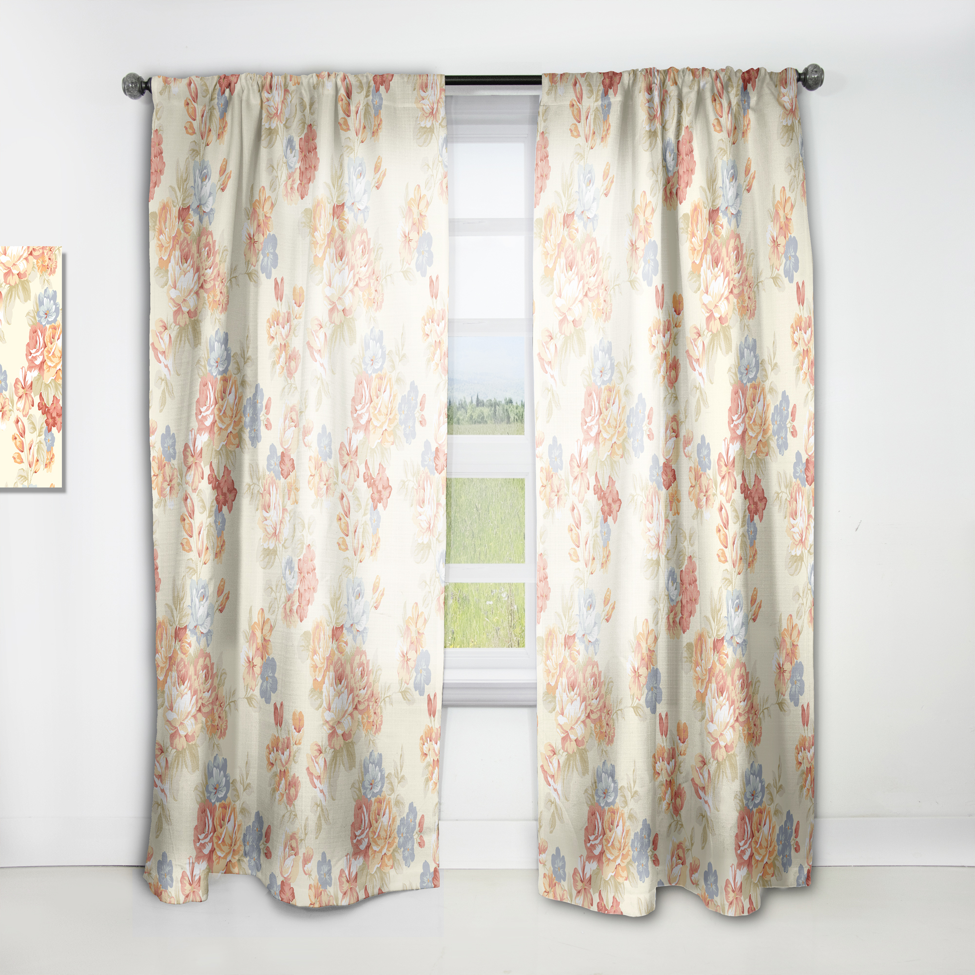 Designart 'Blossom Pink XXVIII' Floral Curtain Panel