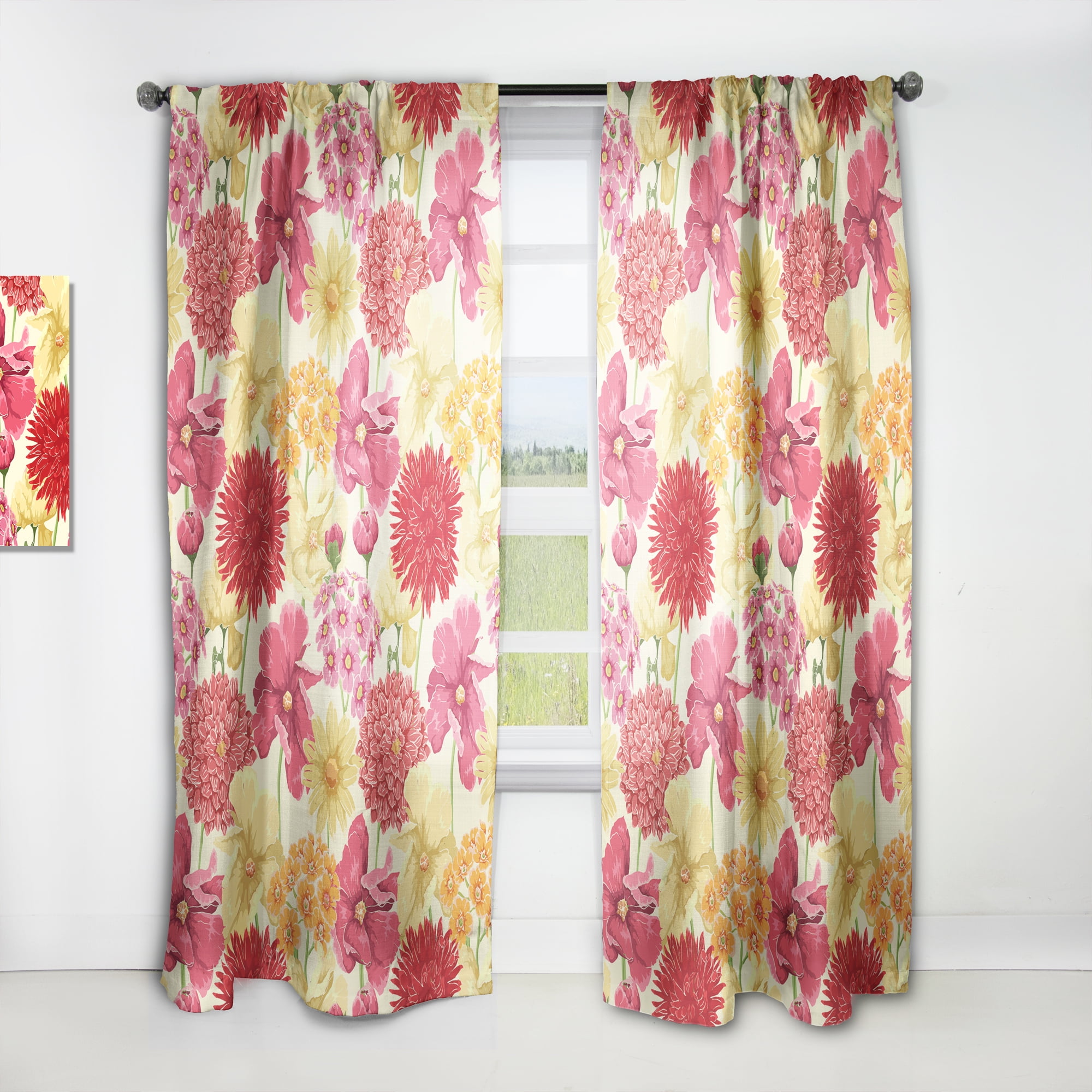 Designart 'Blossom Pink XXX' Floral Curtain Panel