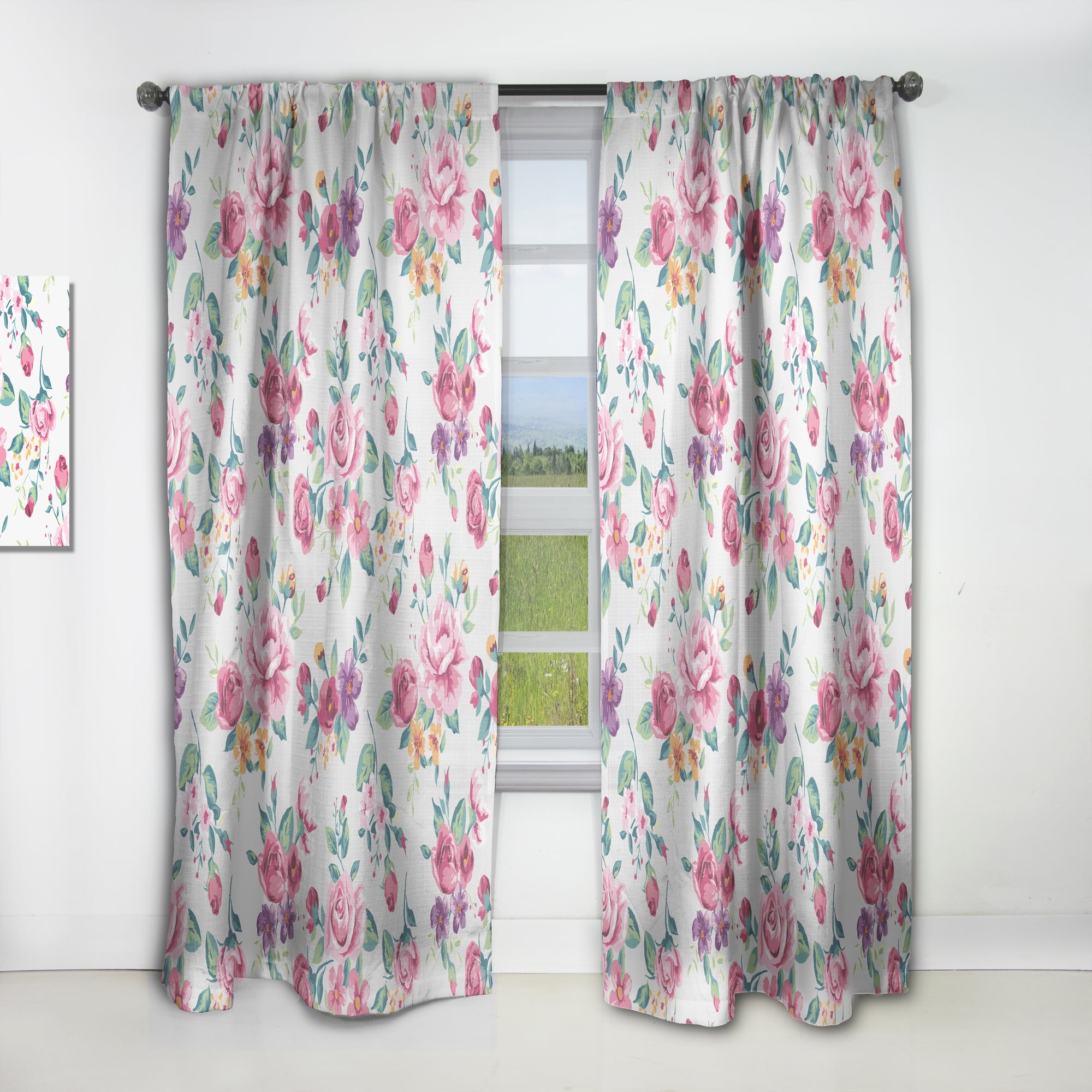 Designart 'Blossom Pink XXXI' Floral Curtain Panel