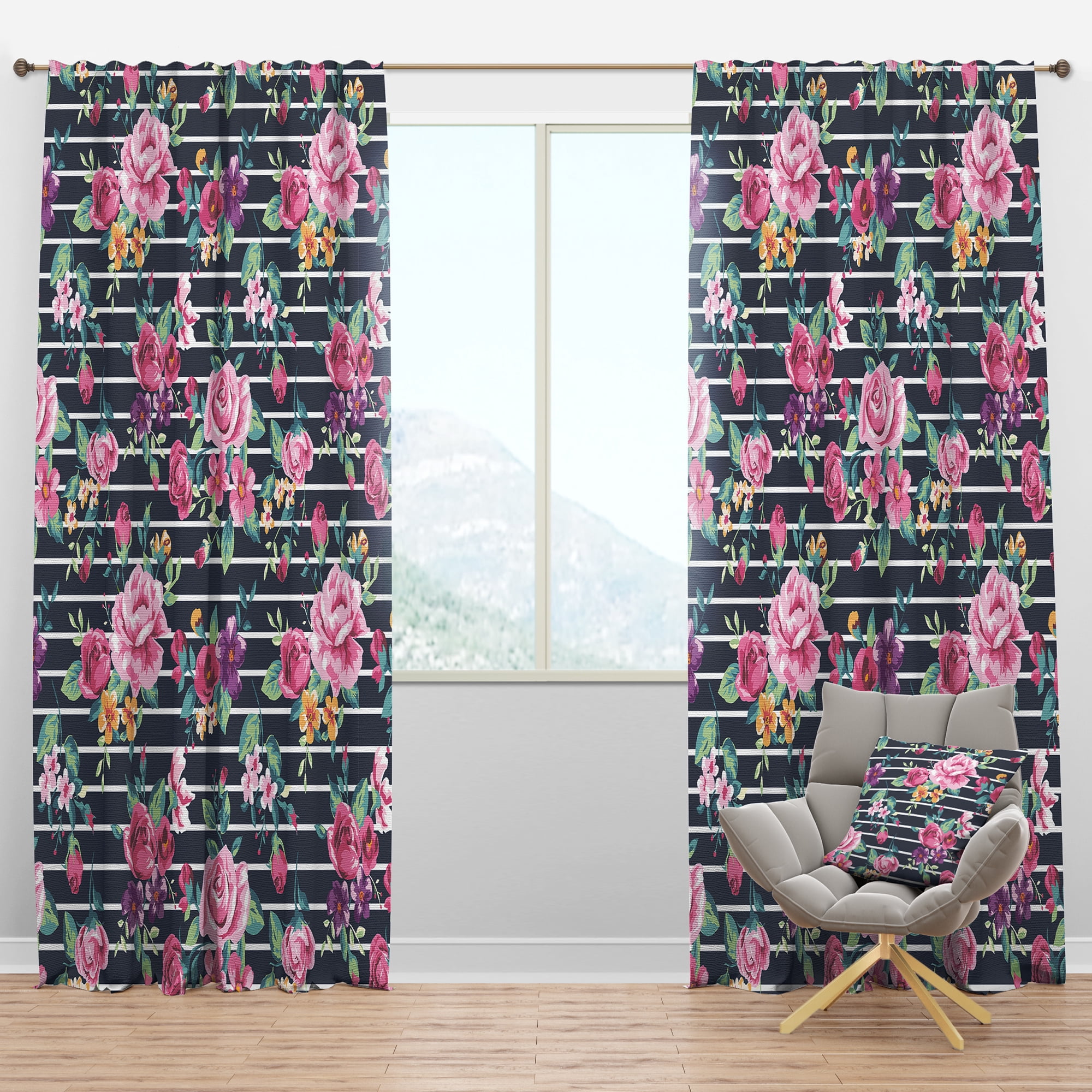 Designart 'Blossom Pink XXXIII' Abstract Blackout Curtain Panel