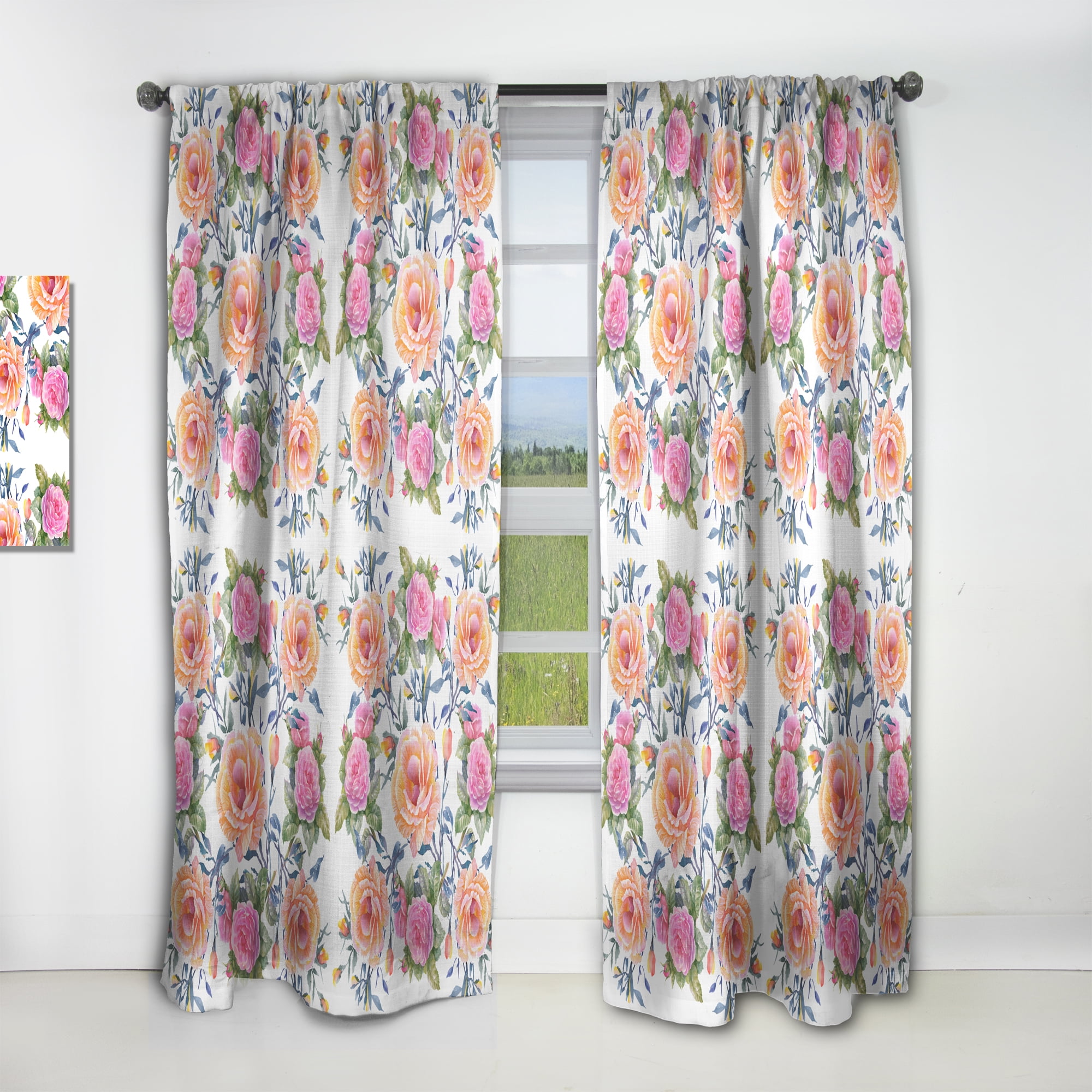 Designart 'Blossom Pink XXXIV' Floral Curtain Panel