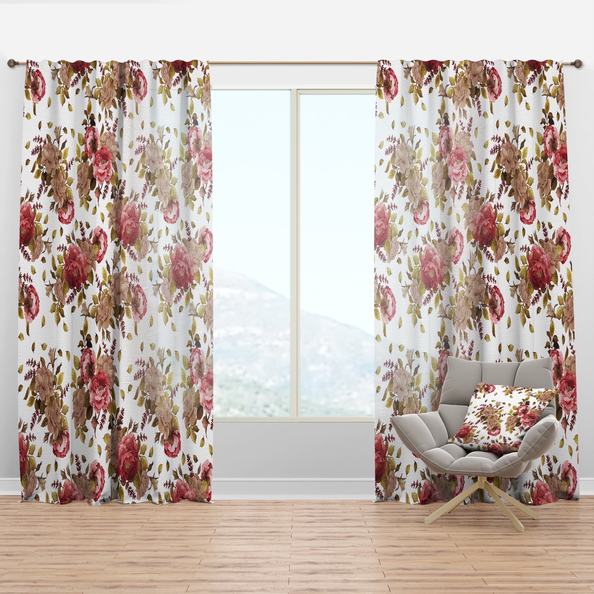 Designart 'Blossom Pink XXXIX' Floral Curtain Panel