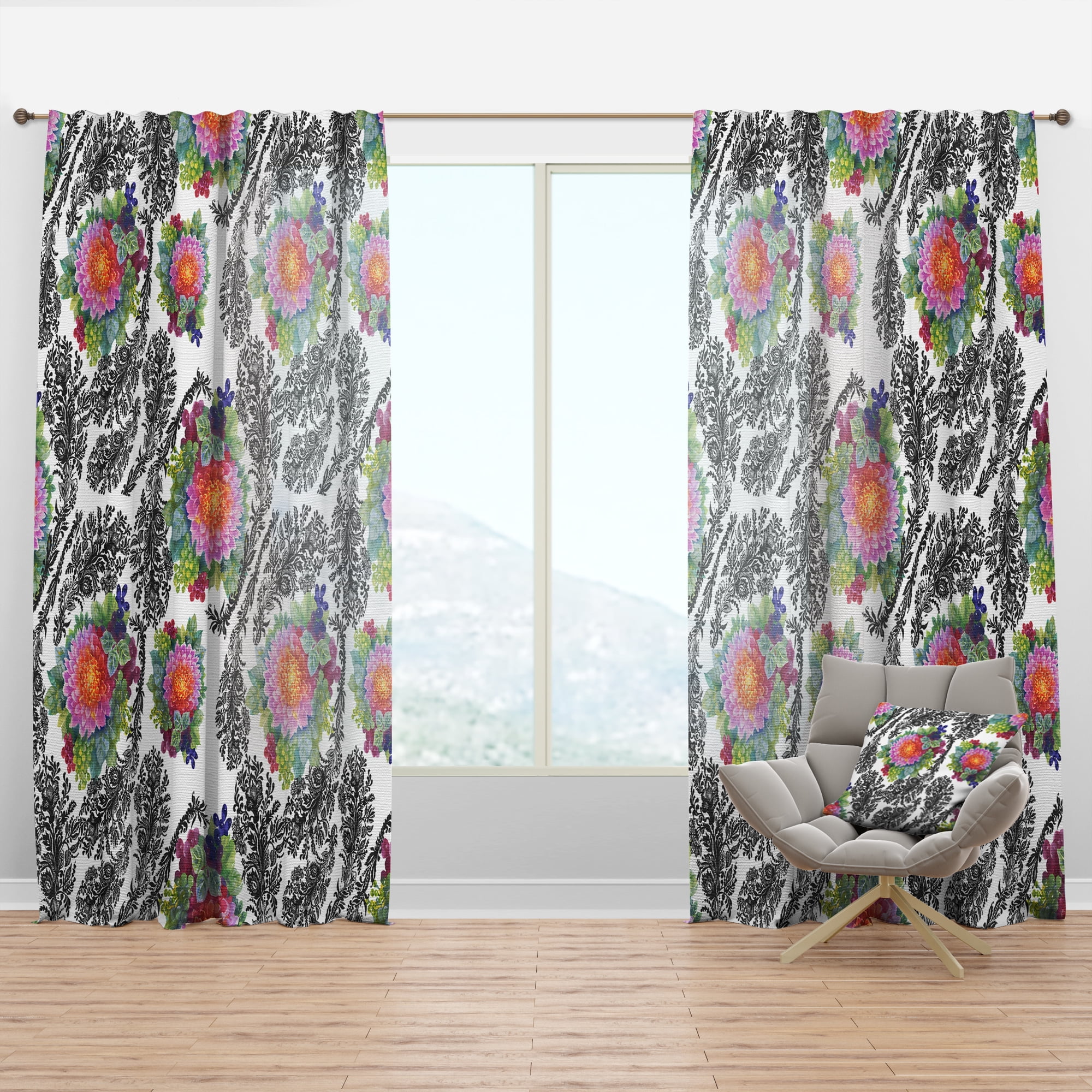 Designart 'Blossom Pink XXXV' Traditional Curtain Panel