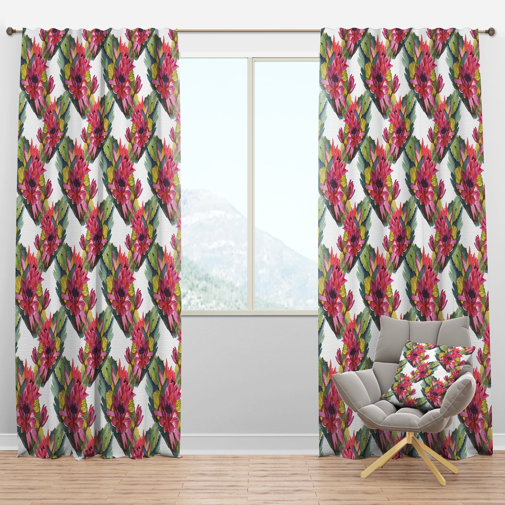 Designart 'Blossom Pink XXXVI' Floral Blackout Curtain Panel