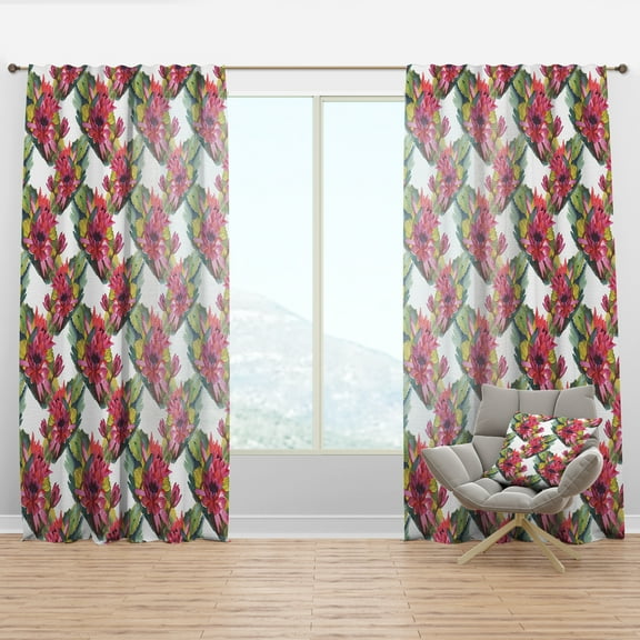 Designart 'Blossom Pink XXXVI' Floral Curtain Panel