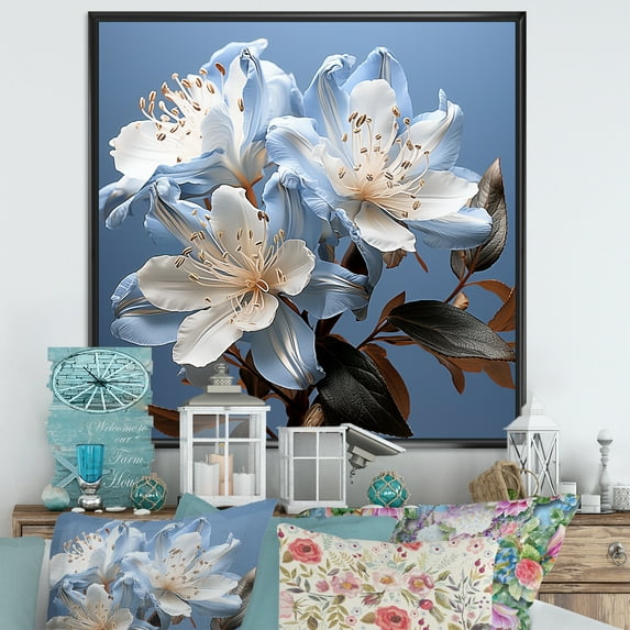 Designart "Blossom'S Peak Array IV" Rhododendron Floater Framed Canvas Prints