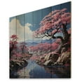thumbnail image 1 of Designart "Blossom Serenity Japan Cherry painting II" Japanese Print on Natural Pine Wood, 1 of 5