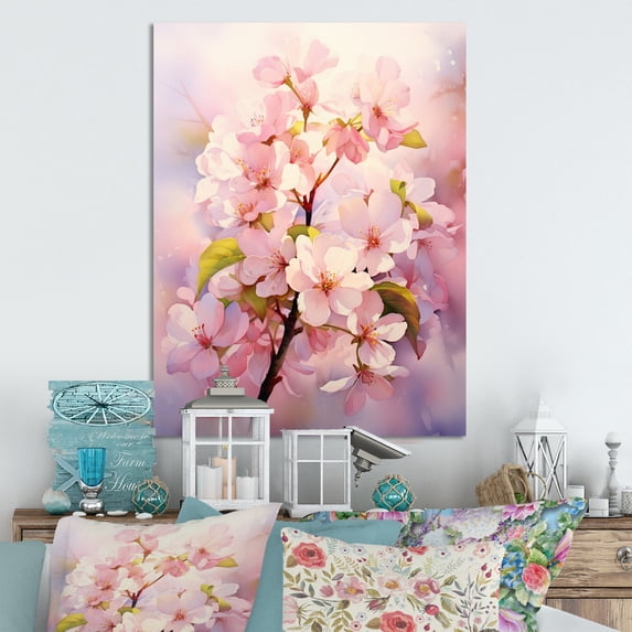 Designart "Blossom Translucent Apple Glow I" Floral Metal Wall Art