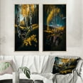 thumbnail image 1 of Designart "Blossoming Birches on Sunny Lake Day II" Landscape Forest Framed Wall Art Set Of 2 - Country Yellow Framed Wall Art Set Of 2, 1 of 6