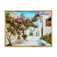 thumbnail image 1 of Designart 'Blossoming Flowers With White House Near The Sea' Nautical & Coastal Framed Canvas Wall Art Print, 1 of 5