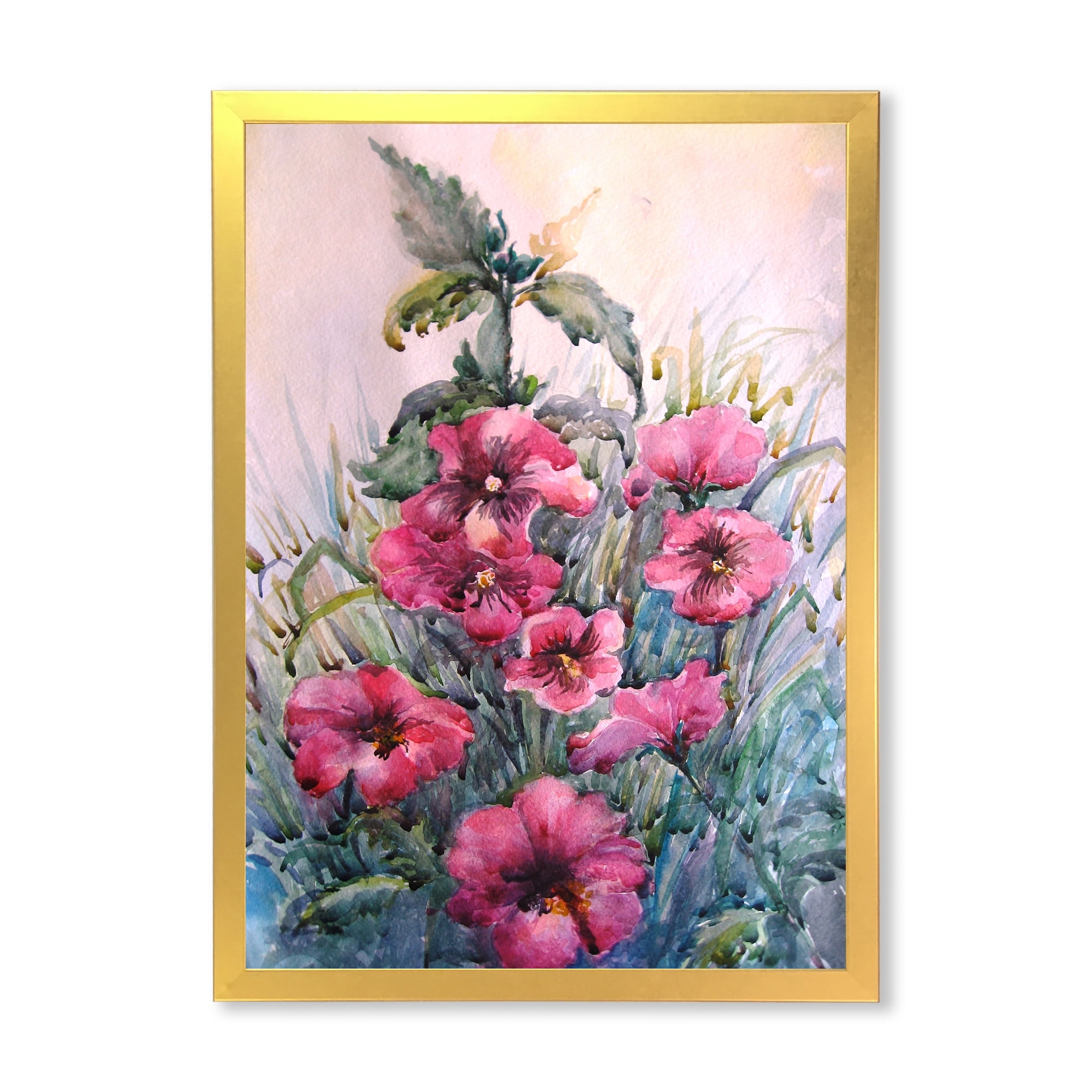 Designart 'Blossoming Hibiscus Flowers In The Wild' Traditional Framed Art Print