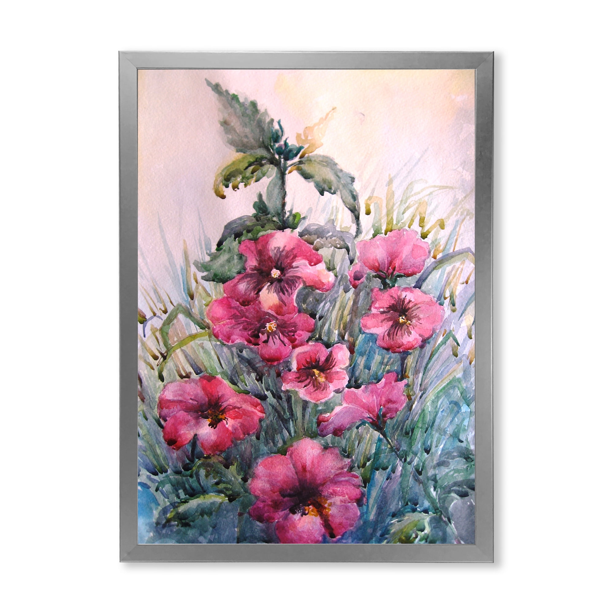 Designart 'Blossoming Hibiscus Flowers In The Wild' Traditional Framed Art Print