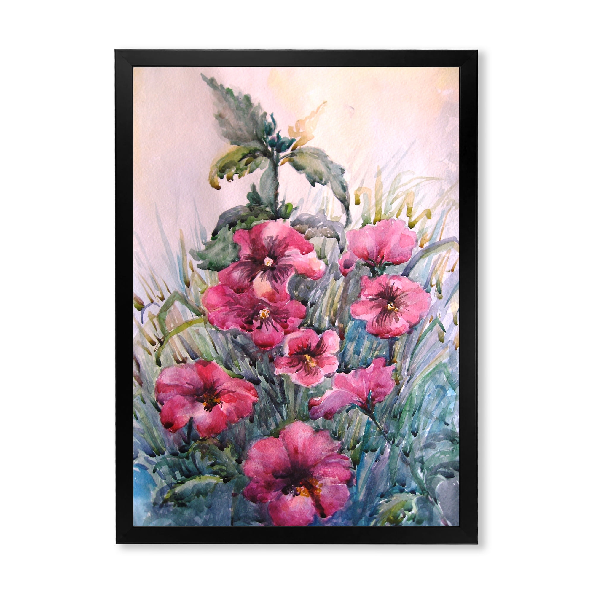 Designart 'Blossoming Hibiscus Flowers In The Wild' Traditional Framed Art Print