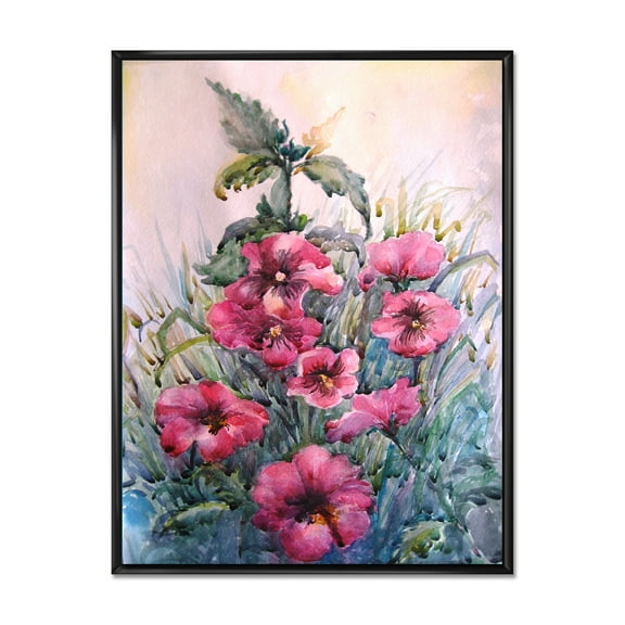 Designart 'Blossoming Hibiscus Flowers In The Wild' Traditional Framed Canvas Wall Art Print
