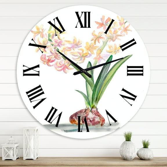 Designart 'Blossoming Hyacinth In Spring' Traditional Wall Clock