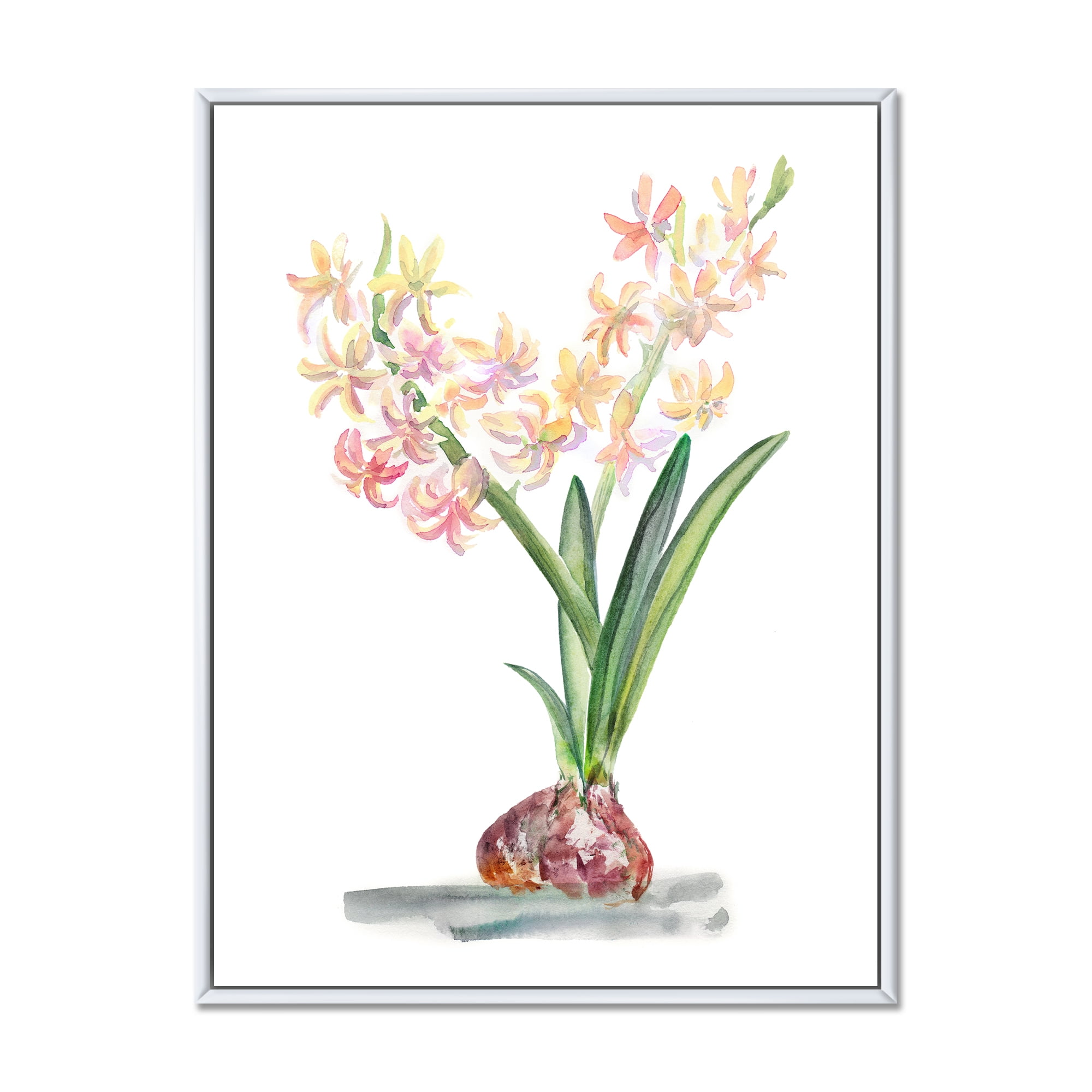 Designart 'Blossoming Hyacinth' Traditional Framed Canvas Wall Art Print