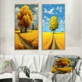 thumbnail image 1 of Designart "Blossoming Meadow Golden Tree in Yellow Field II" Meadow Framed Wall Art Set Of 2 - Traditional Yellow Frame Gallery Set For Office Decor, 1 of 6