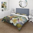 thumbnail image 1 of Designart "Blossoming Plumeria in White and Yellow III" Floral Bedding Covert Set - Traditional White Bed Set With 2 Shams, 1 of 6
