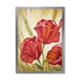 thumbnail image 1 of Designart 'Blossoming Red Poppies In Wheat Fields II' Traditional Framed Art Print, 1 of 4