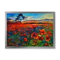 thumbnail image 1 of Designart 'Blossoming Red Poppy Fields With Distant Tree' Traditional Framed Art Print, 1 of 4
