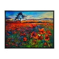 thumbnail image 1 of Designart 'Blossoming Red Poppy Fields With Distant Tree' Traditional Framed Canvas Wall Art Print, 1 of 5