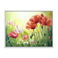 thumbnail image 1 of Designart 'Blossoming Red and Purple Poppies In The Morning I' Traditional Framed Canvas Wall Art Print, 1 of 5