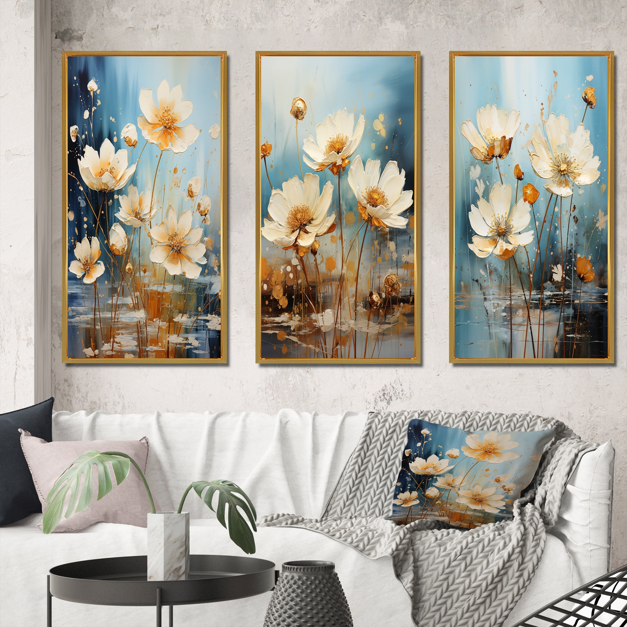 Designart "Blossoming White Daisy under Teal Blue Sky II" Flowers