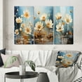 thumbnail image 1 of Designart "Blossoming White Daisy under Teal Blue Sky II" Flowers Wall Art Set Of 3 - Traditional White Gallery Set For Office Decor, 1 of 6