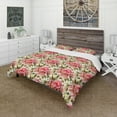 thumbnail image 1 of Designart 'Blossomng Roses Watercolor Pattern' Floral Duvet Cover Set, 1 of 4
