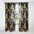 thumbnail image 1 of Designart "Blossoms Of Black And Gold In A Damask Pattern I" Damask Curtain Single Panel, 1 of 6