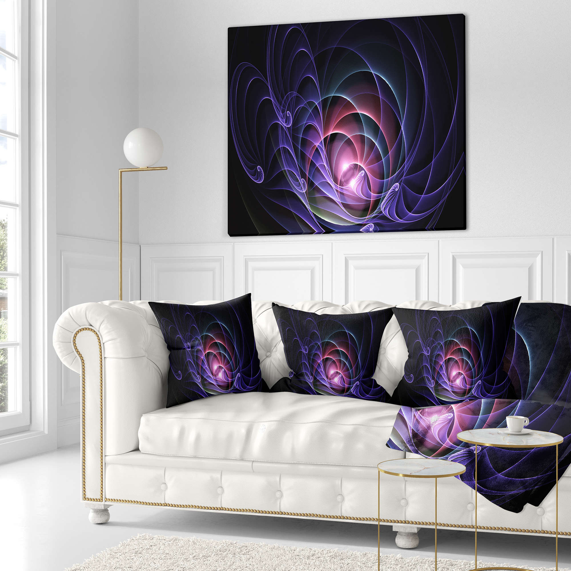 Designart Blue 3D Surreal Fractal Design - Abstract Throw Pillow - 16x16
