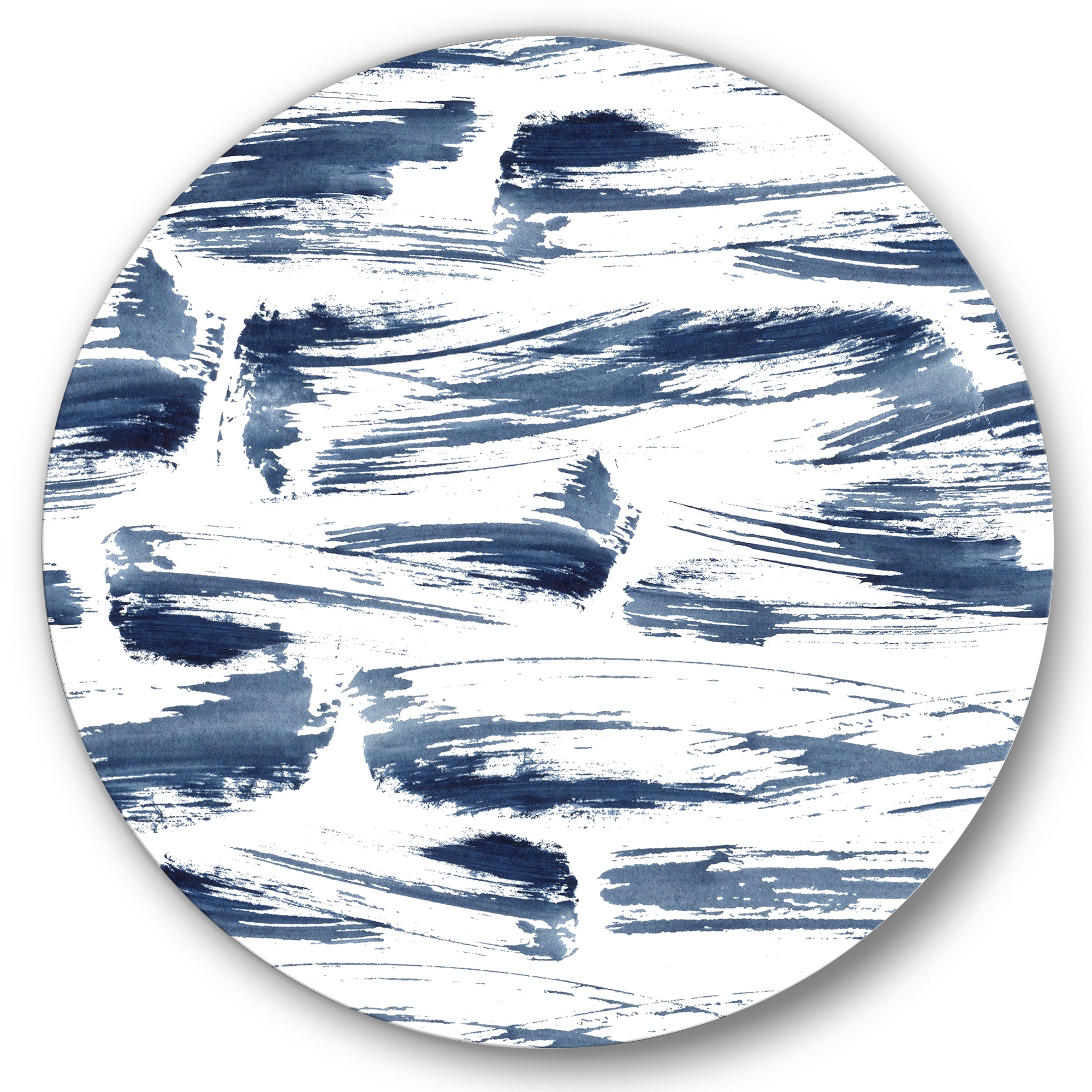 Designart 'Blue Abstract Aquatic Texture' Modern Circle Metal Wall Art 11x11 - Disc of 11
