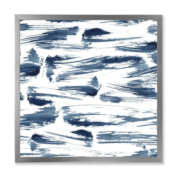 Designart 'Blue Abstract Aquatic Texture' Modern Framed Art Print