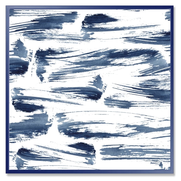 Designart 'Blue Abstract Aquatic Texture' Modern Framed Canvas Wall Art Print