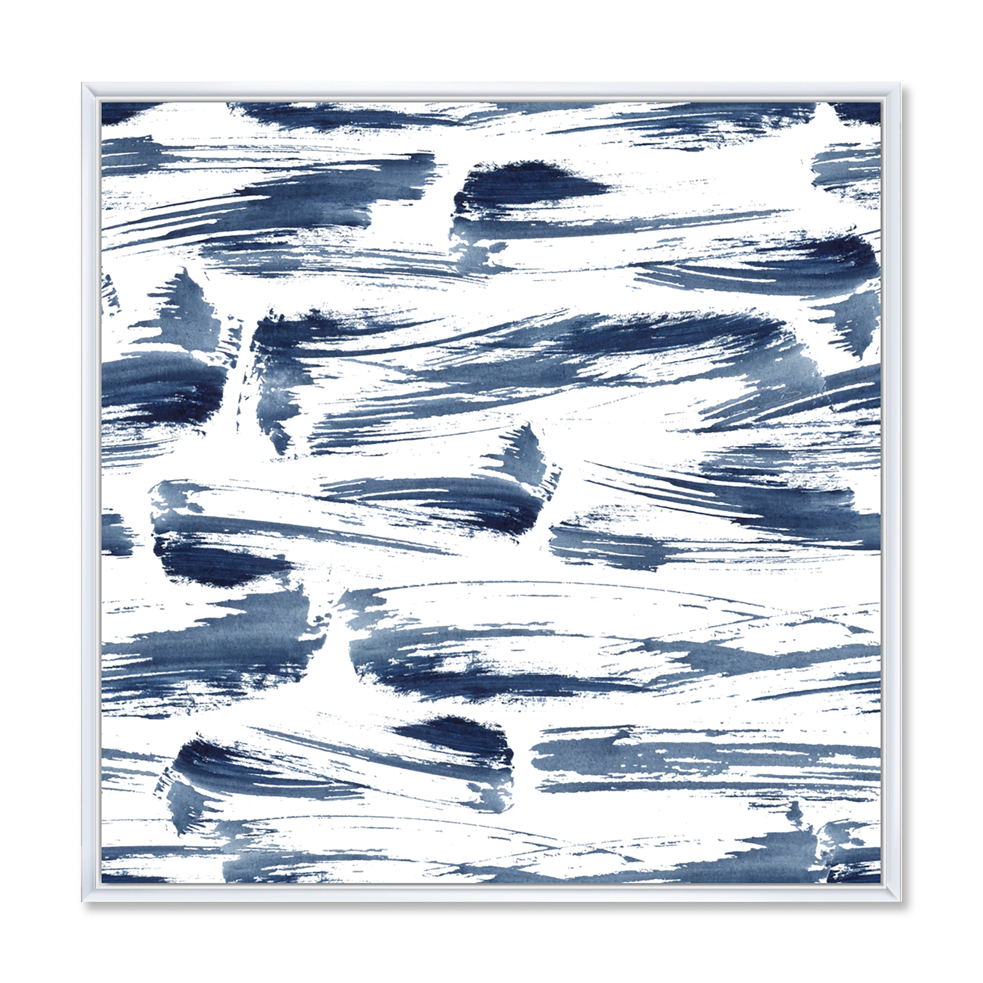 Designart 'Blue Abstract Aquatic Texture' Modern Framed Canvas Wall Art Print