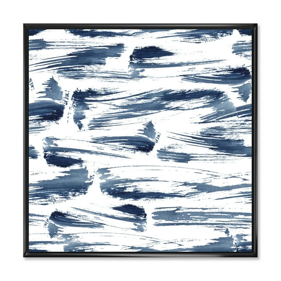 Designart 'Blue Abstract Aquatic Texture' Modern Framed Canvas Wall Art Print
