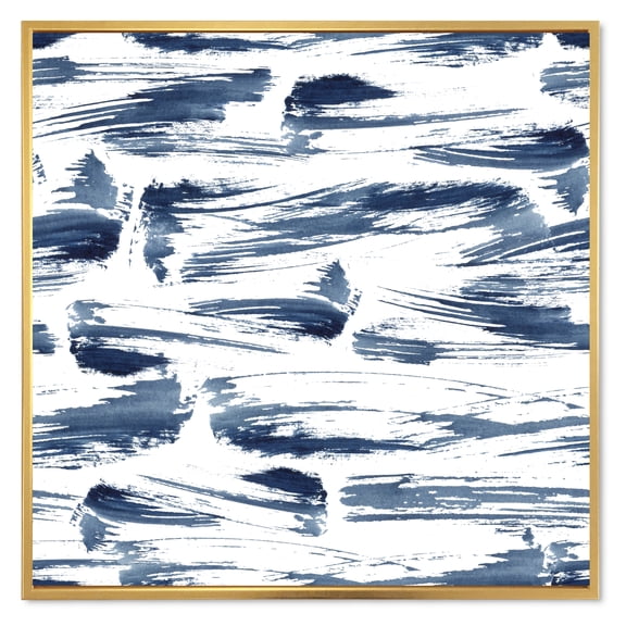 Designart 'Blue Abstract Aquatic Texture' Modern Framed Canvas Wall Art Print
