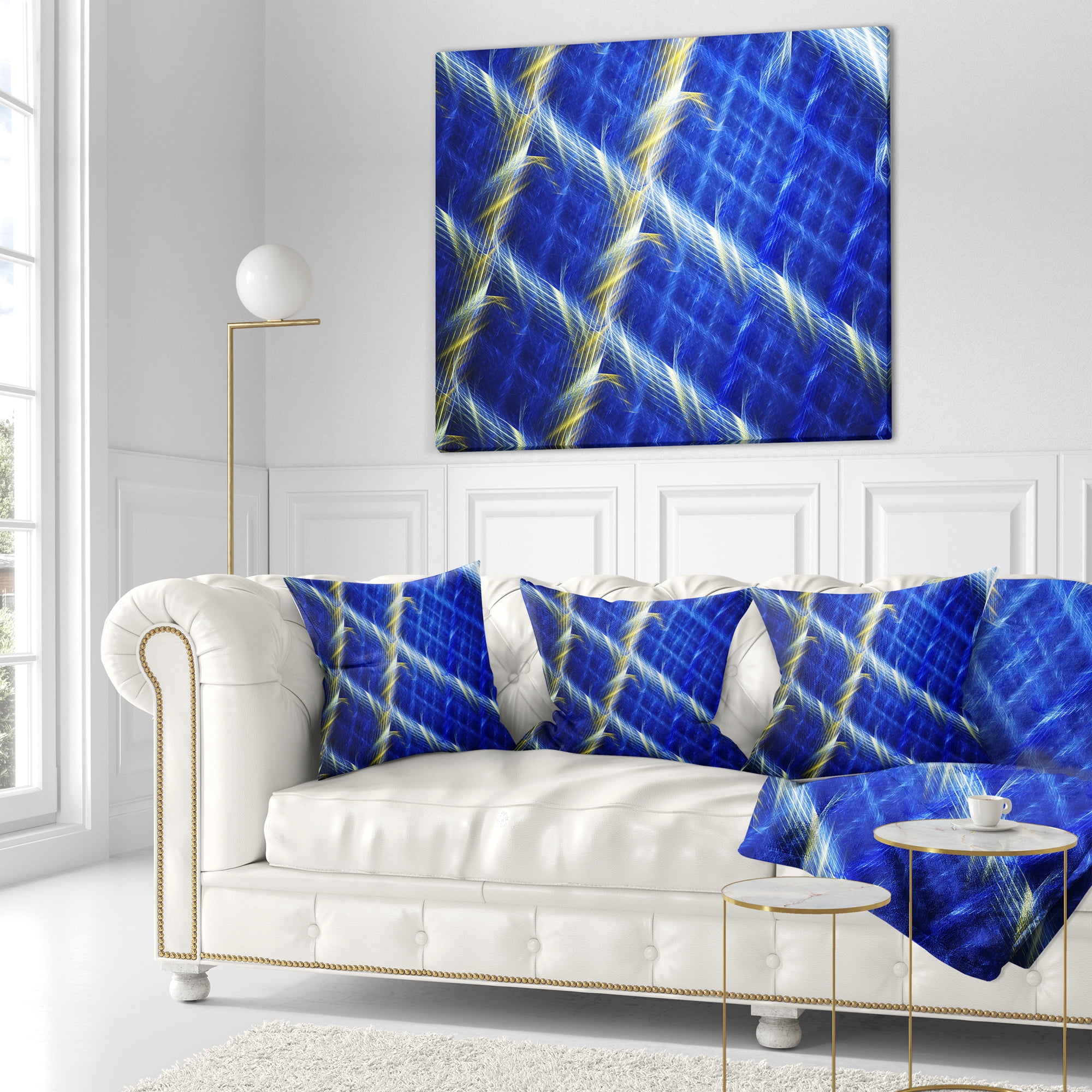Designart Blue Abstract Metal Grill - Abstract Throw Pillow - 16x16