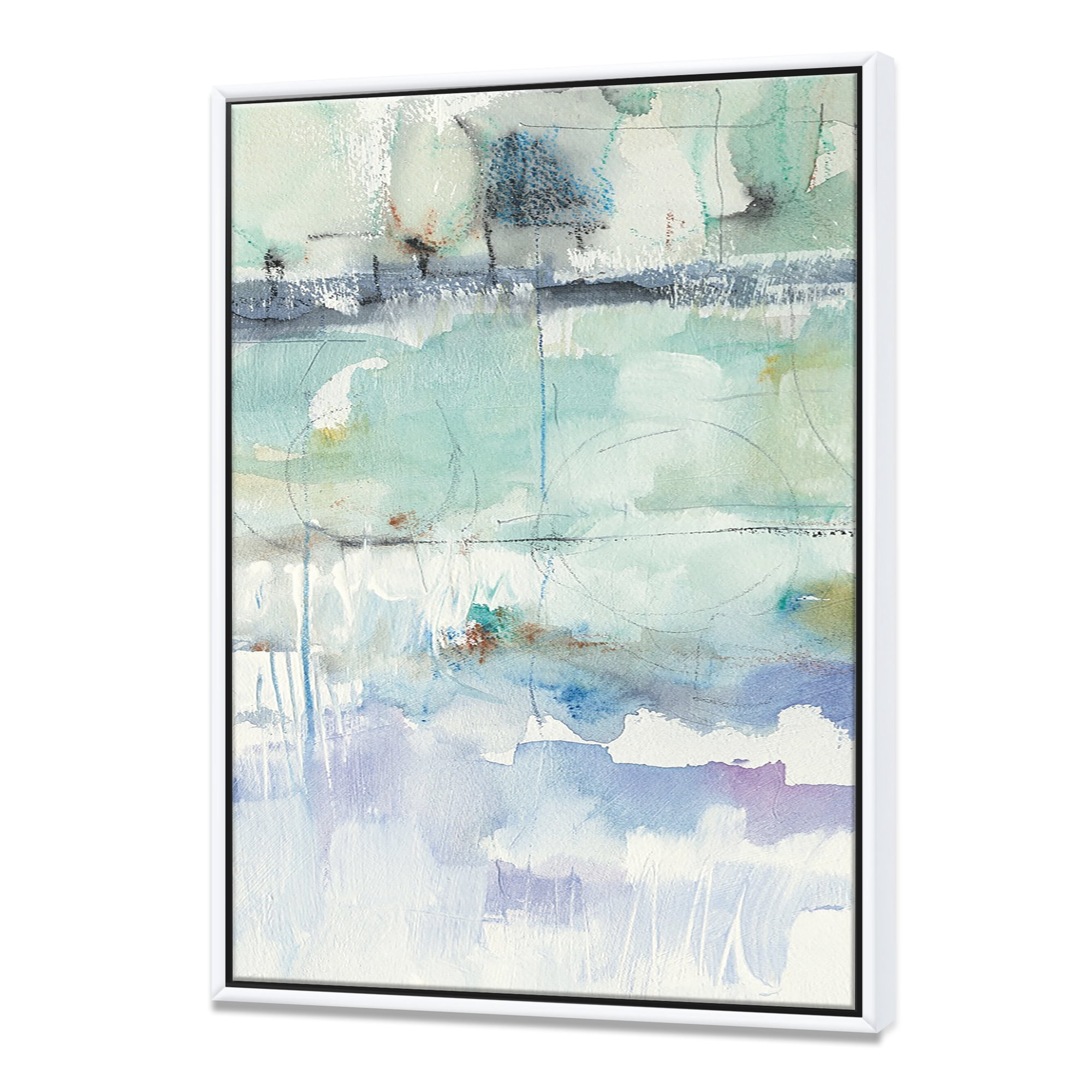 Designart ' Blue Abstract Panel II ' Geometric Framed Canvas