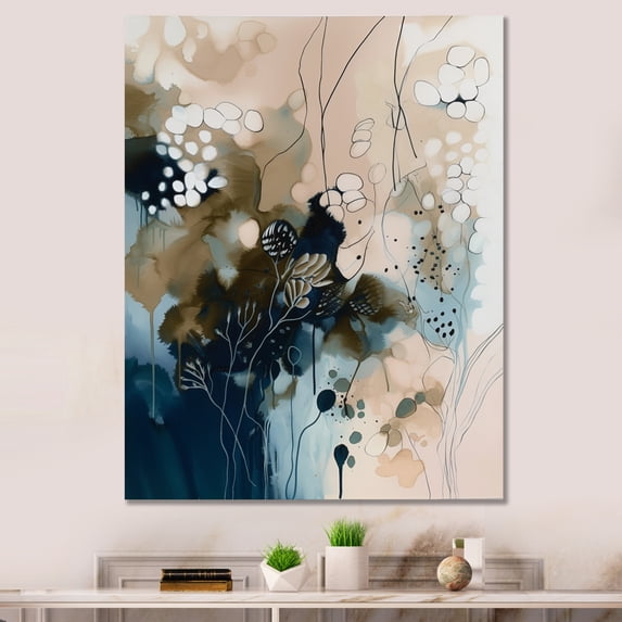 Designart "Blue Abstract Reflections I" Abstract Wall Decor