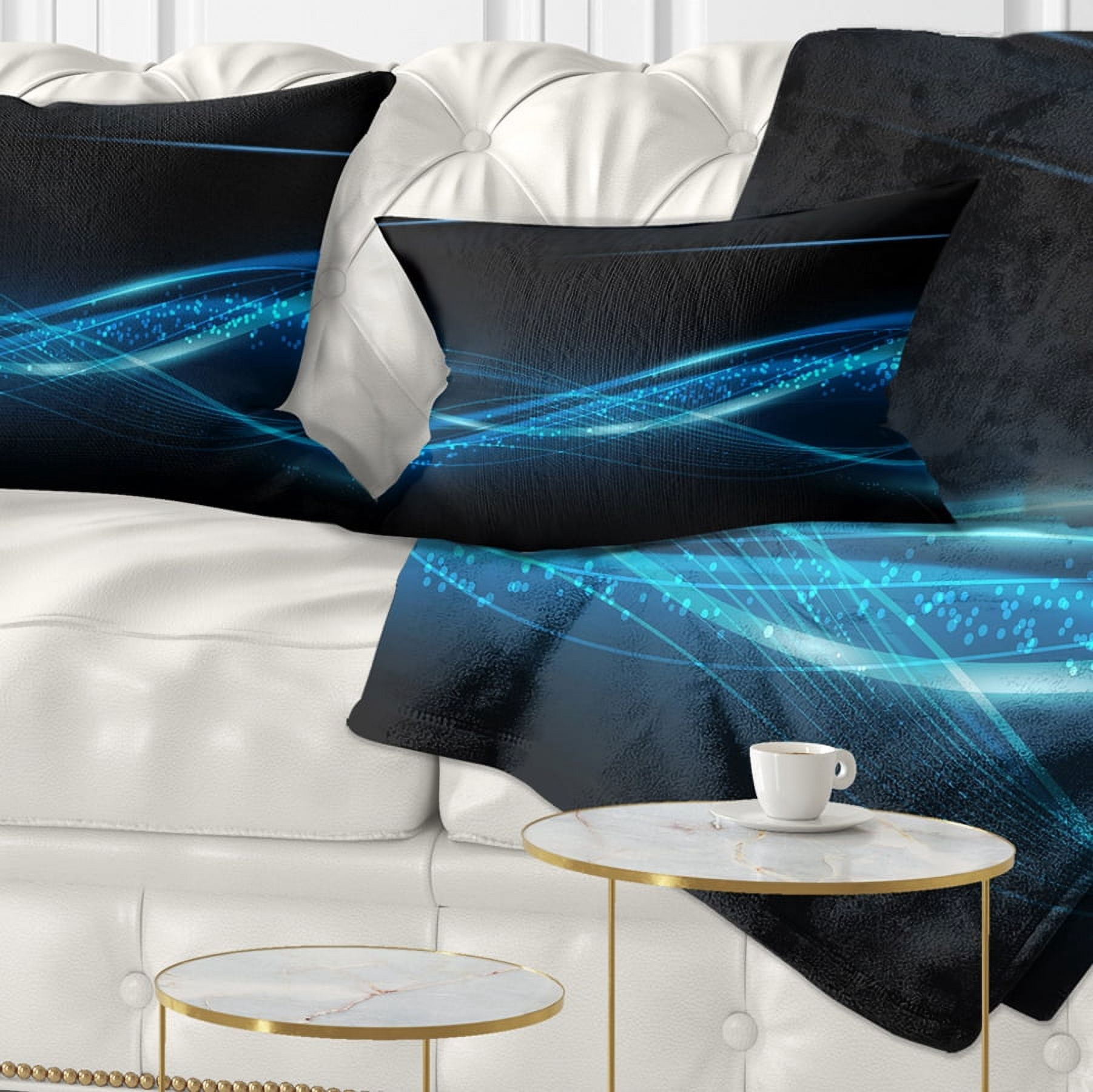 Designart Blue Abstract Vector Pattern - Contemporary Throw Pillow - 12x20