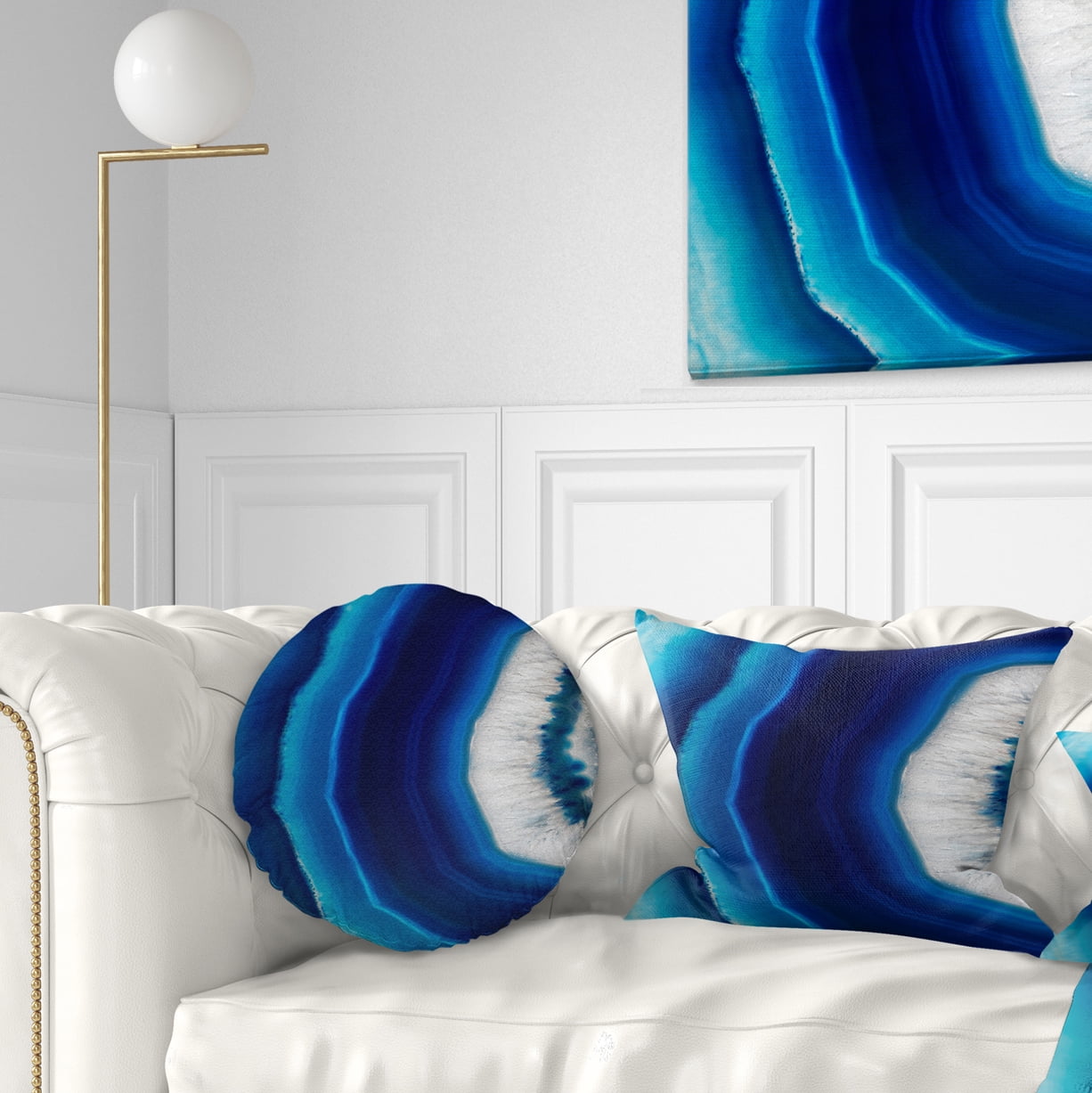 Designart Blue Agate Crystal - Abstract Throw Pillow - 12x20