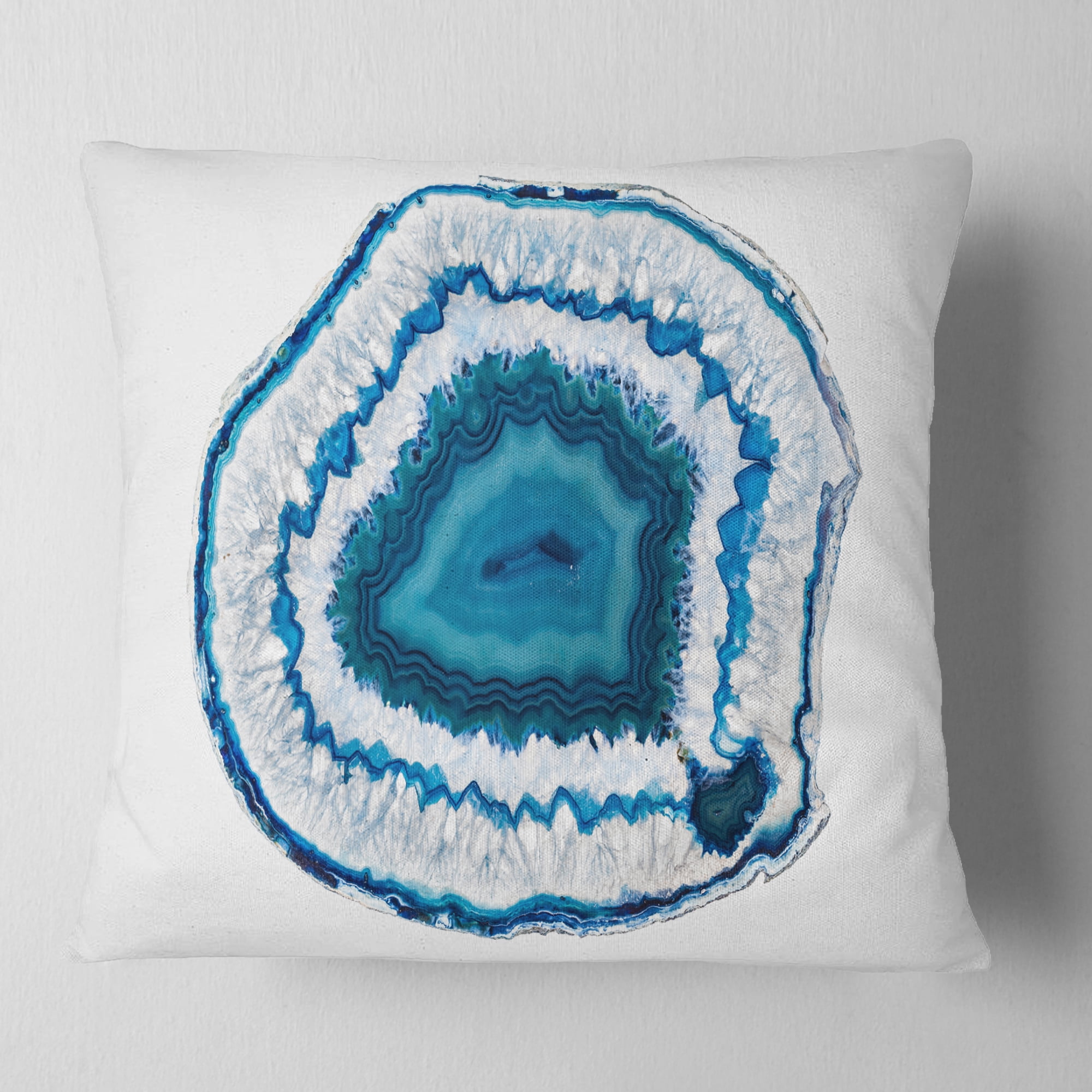Designart Blue Agate Crystal - Abstract Throw Pillow - 18x18