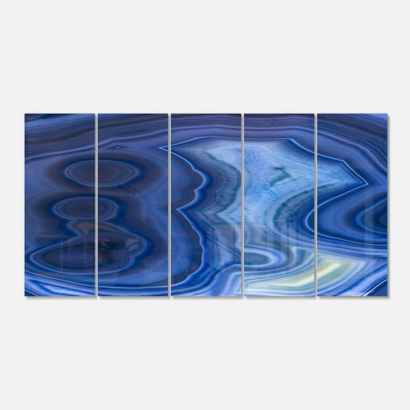 Designart 'Blue Agate Stone Design ' Multipanel Abstract Metal Wall Art Sets Print