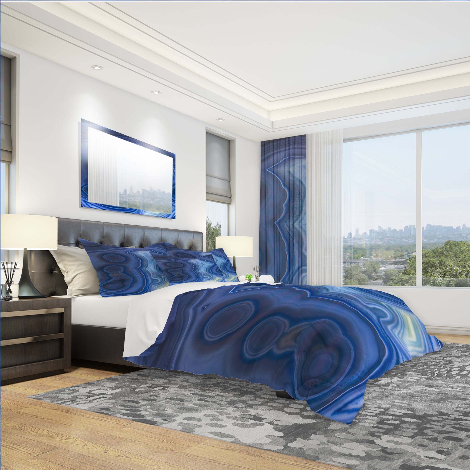 Designart 'Blue Agate Stone Design' Modern & Contemporary Duvet Cover Set