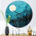 thumbnail image 1 of Designart "Blue And Black Minimalism Moon II" Abstract Collages Oversized Wall Clock, 1 of 5