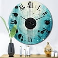 thumbnail image 1 of Designart "Blue And Black Minimalism Moon III" Abstract Collages Oversized Wall Clock, 1 of 5