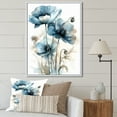 thumbnail image 1 of Designart "Blue And Black Poppy Floral Array" Boho Pottery Floater Framed Wall Decor, 1 of 5