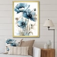 thumbnail image 1 of Designart "Blue And Black Poppy Floral Array" Boho Pottery Picture Framed Wall Decor, 1 of 5